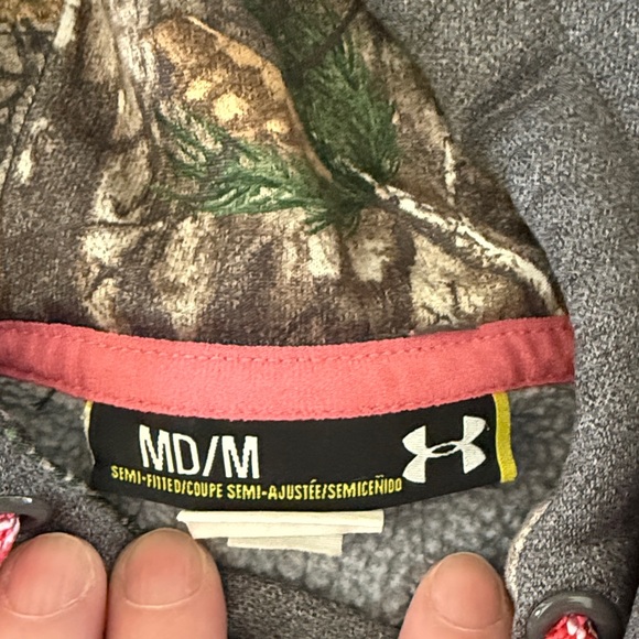 Under Armour Charcoal Hoodie with Pink and Camo Accents - Picture 3 of 12